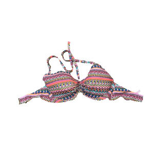Victoria’s Secret Bandeau Halter Bikini Top Vibrant Southwestern Aztec Metallic